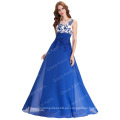 Grace Karin sin mangas azul Appliqued vestidos de noche de gasa larga CL007512-1